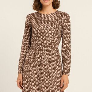 Calliope Geometric Print Long Sleeve Mini Dress Size M